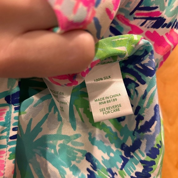 Lilly Pulitzer XS Silk Tunic Top Sailboat Palm Print Long Sleeve Blouse - Picture 4 of 10